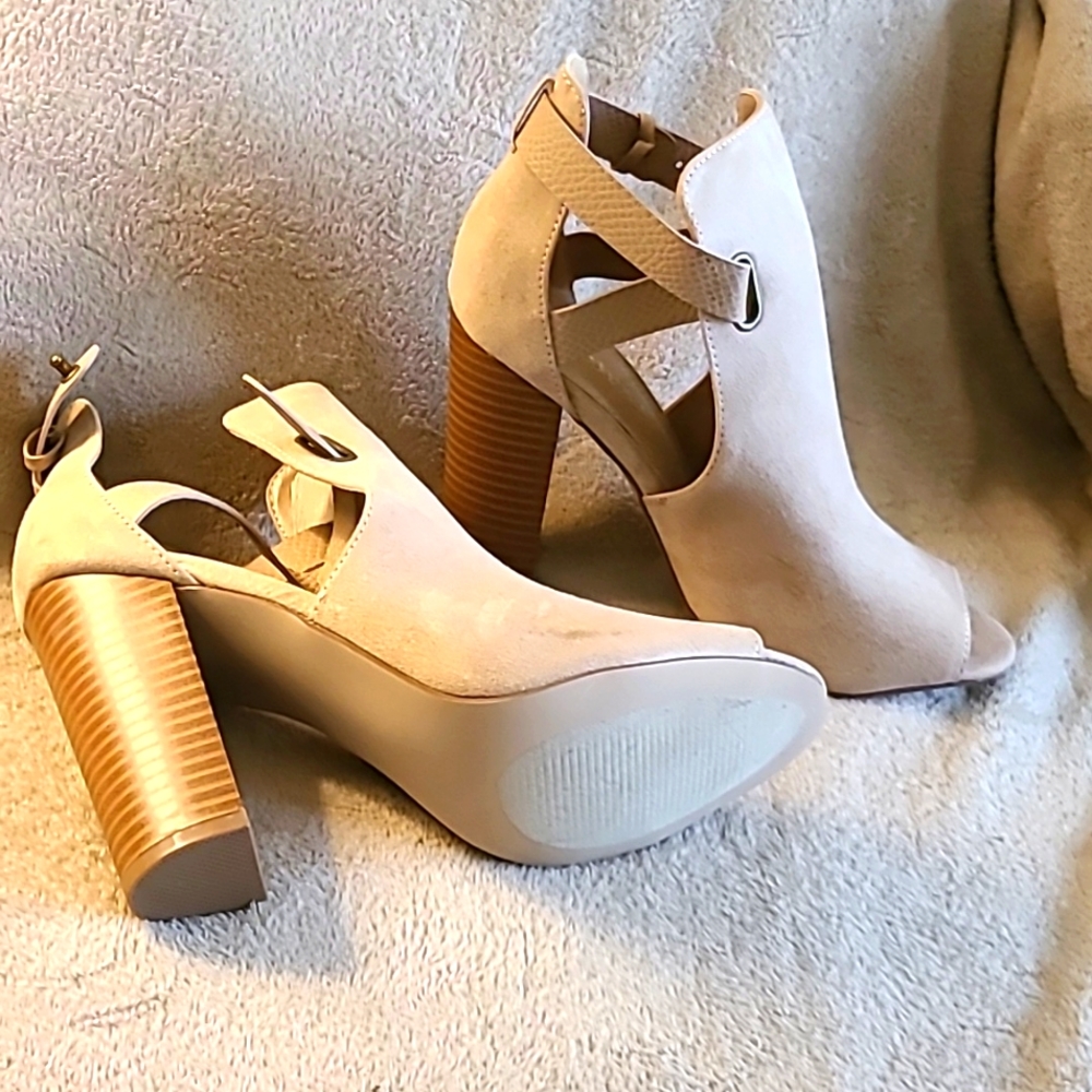Cream Boots with 4 inch heel